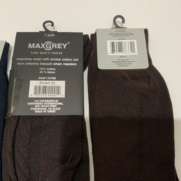 5 pair -Men's Cotton blend Socks Black Tan Navy Brown  - New! Size 9 - 13 - Picture 3 of 7